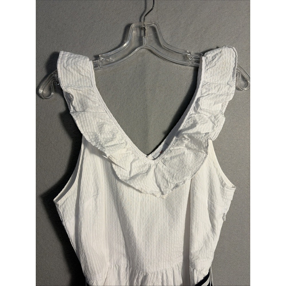 Vineyard Vines ( Target)White Ruffle Midi Dress V-Neck Size M Coastal Quiet Lux - Picture 5 of 10